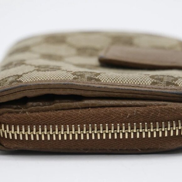 Gucci Beige/Brown GG Canvas and Leather Emblem Zip Mini Wallet - Picture 5 of 13